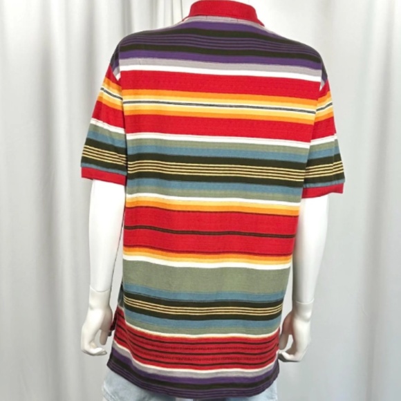 Vintage 1990’s 2000’s Men’s ‘Polo by Ralph Lauren’ Striped Red Purple Green - M - Picture 5 of 5